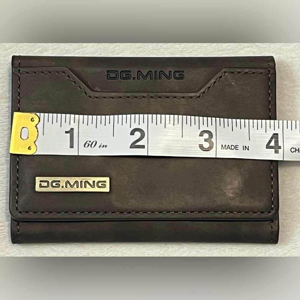 DG.MING Brown Leather Tri-Fold Magnetic Wallet - Picture 9 of 13
